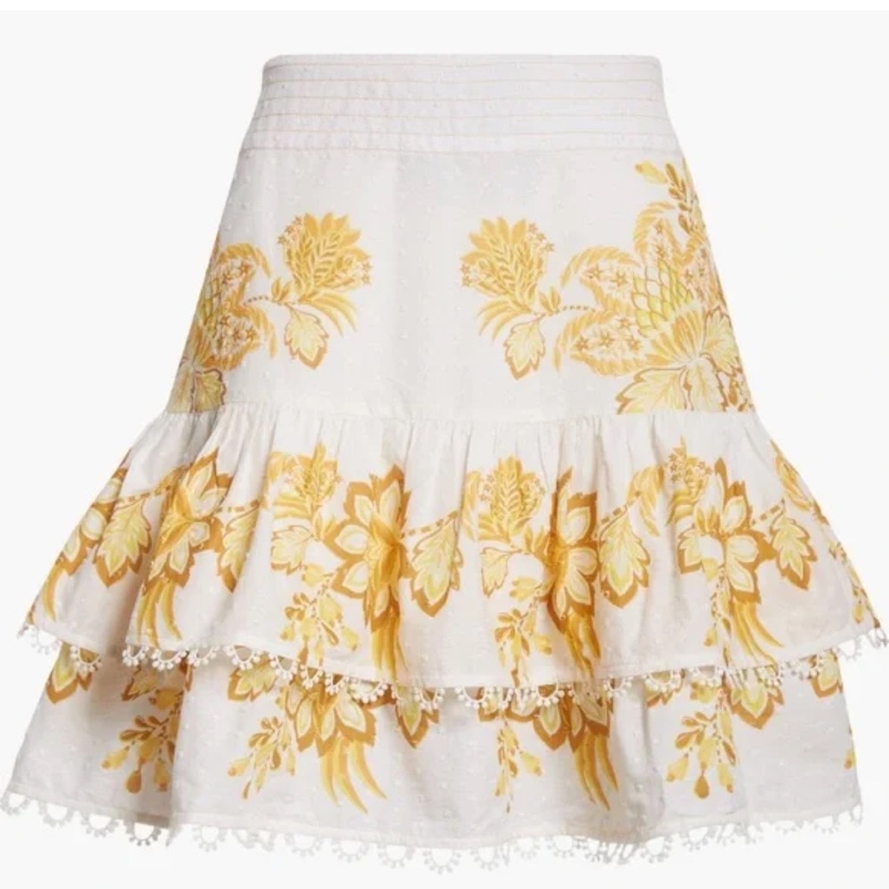 FARM Rio Skirt Farm Rio Aura Floral Yellow and White Tiered Skirt XS